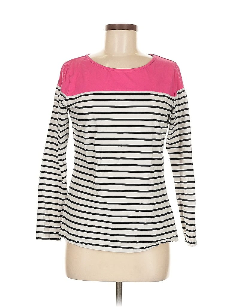 Pre-owned Allegra K Long Sleeve Top Pink Boatneck Tops