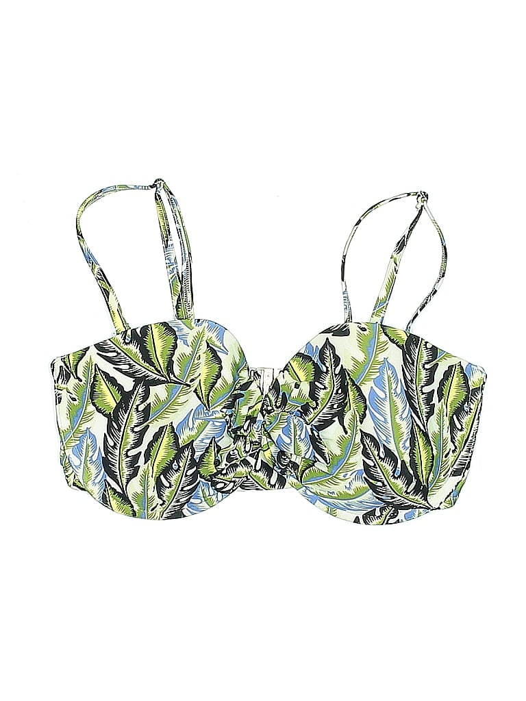 Pre-owned Asos Design Swimsuit Top Green Tropical Pattern Swimwear