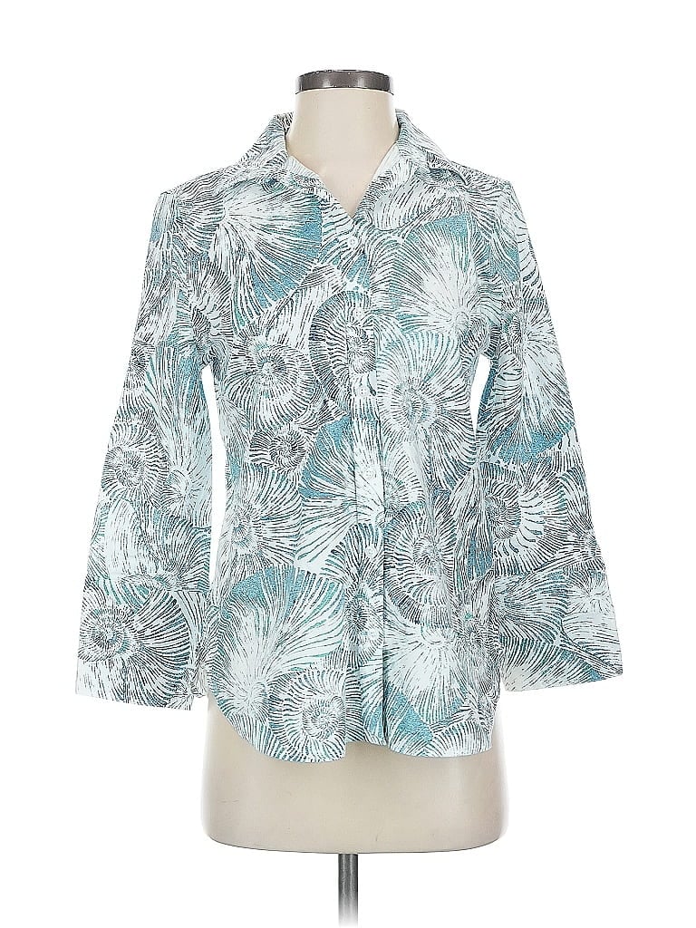 Click to view more detailed imagery on our partner's website Pre-owned Chico's 3/4 Sleeve Button Down Shirt In Blue