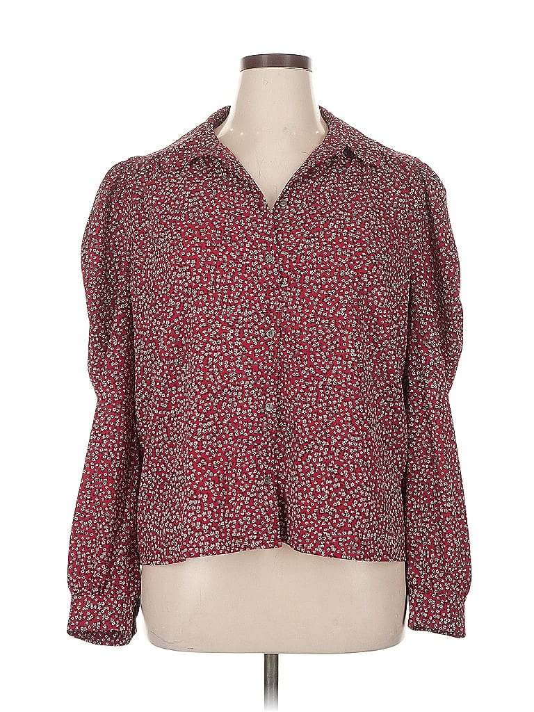 Pre-owned Cece Long Sleeve Blouse In Red