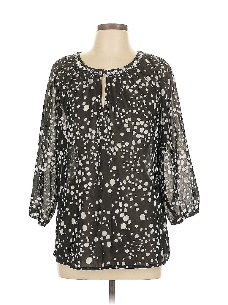 Pre-owned Coldwater Creek 3/4 Sleeve Blouse In Black