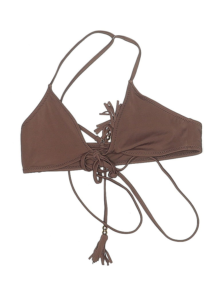 Pre-owned Pacsun Swimsuit Top Brown Solid Pattern Swimwear
