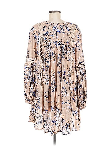 Free People 100% Rayon Tan Casual Dress Size M