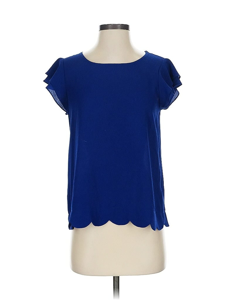 Pre-owned Jun & Ivy Short Sleeve Top Blue Sweetheart Neckline Tops