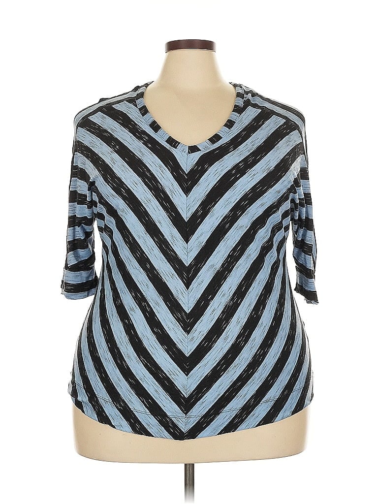 Pre-owned Apt. 9 3/4 Sleeve Top Blue V Neck Tops