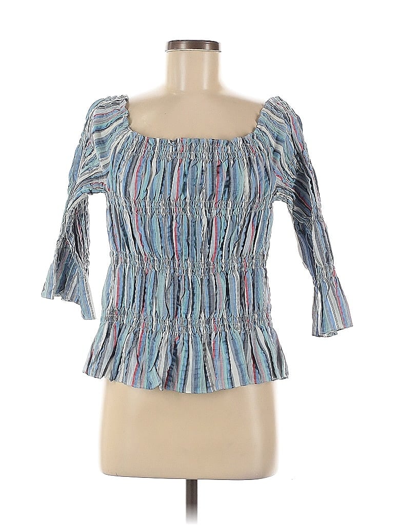 Pre-owned Express 3/4 Sleeve Top Blue Square Neckline Tops