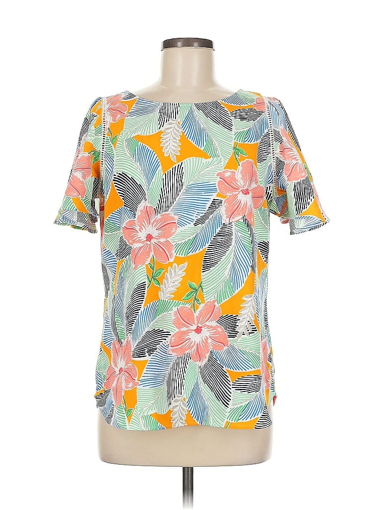 Pre-owned Ann Taylor Factory Short Sleeve Blouse In Yellow