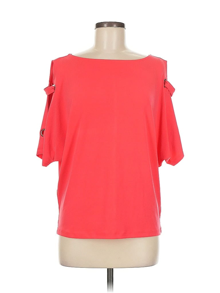 Pre-owned Bold Elements Short Sleeve Top Red Cold Shoulder Neckline Tops