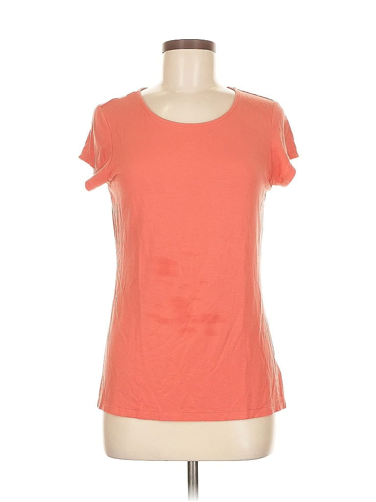 Click to view more detailed imagery on our partner's website Pre-owned Tahari Short Sleeve Top Orange Scoop Neck Tops