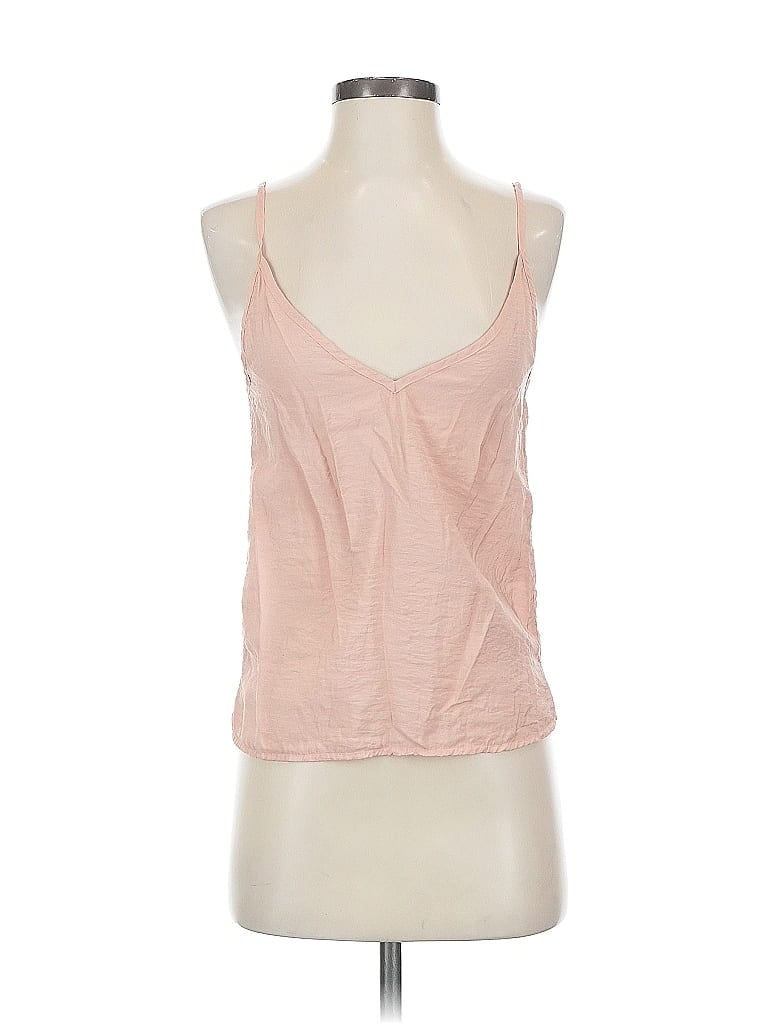 Pre-owned Lacausa Tank Top Pink Solid Pattern V Neck Tops