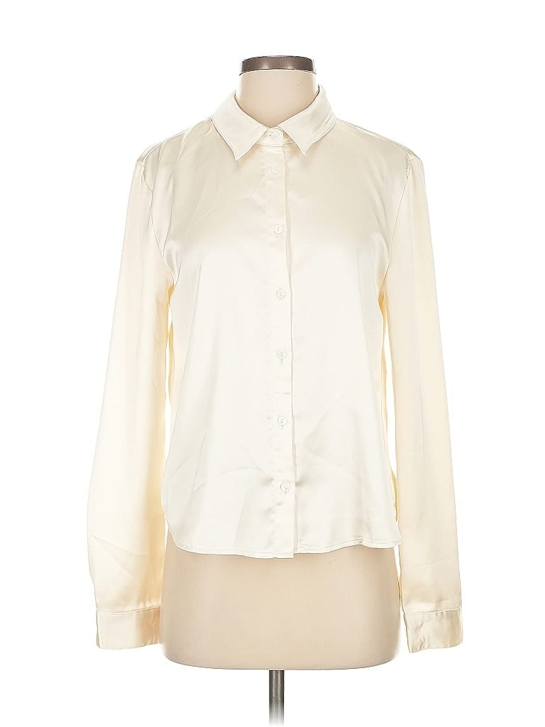 Pre-owned Le Lis Long Sleeve Blouse In White