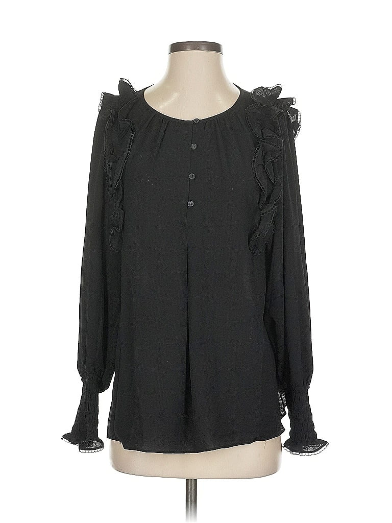 Pre-owned Max Studio Long Sleeve Blouse In Black