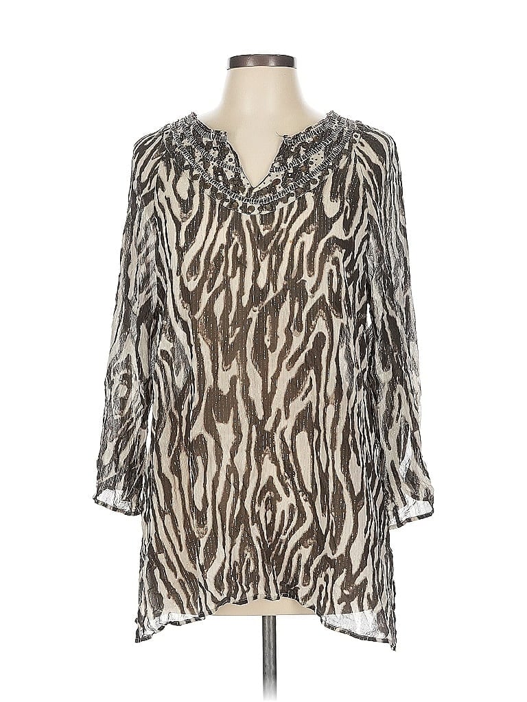 Pre-owned Chico's 3/4 Sleeve Blouse In Black