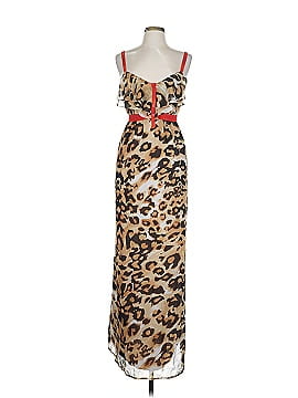 Nicole by Nicole Miller 100% Polyester Animal Print Brown Cocktail Dress Size 12