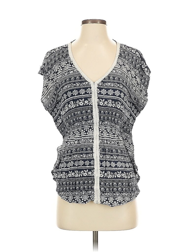 Pre-owned Chocolate Short Sleeve Top Gray Sweetheart Neckline Tops