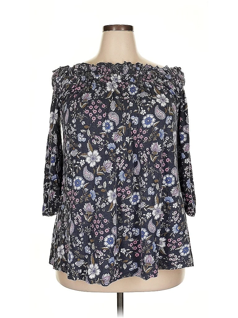 Pre-owned Lane Bryant 3/4 Sleeve Blouse In Black