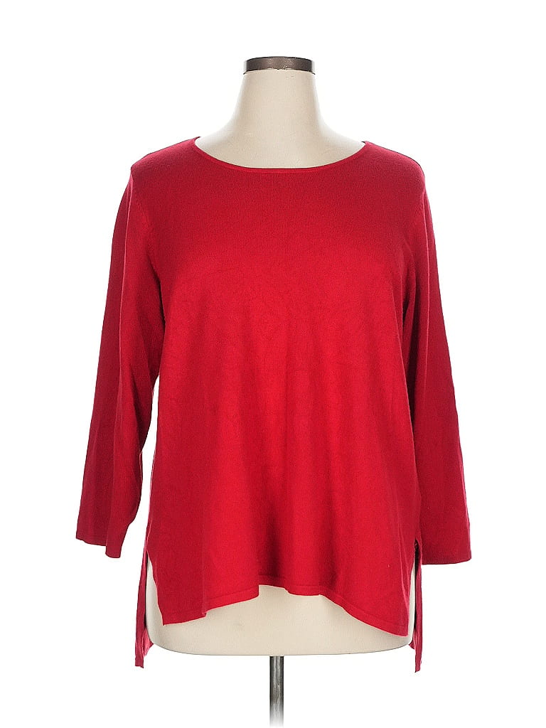 Click to view more detailed imagery on our partner's website Pre-owned T Tahari 3/4 Sleeve Top Red Boatneck Tops