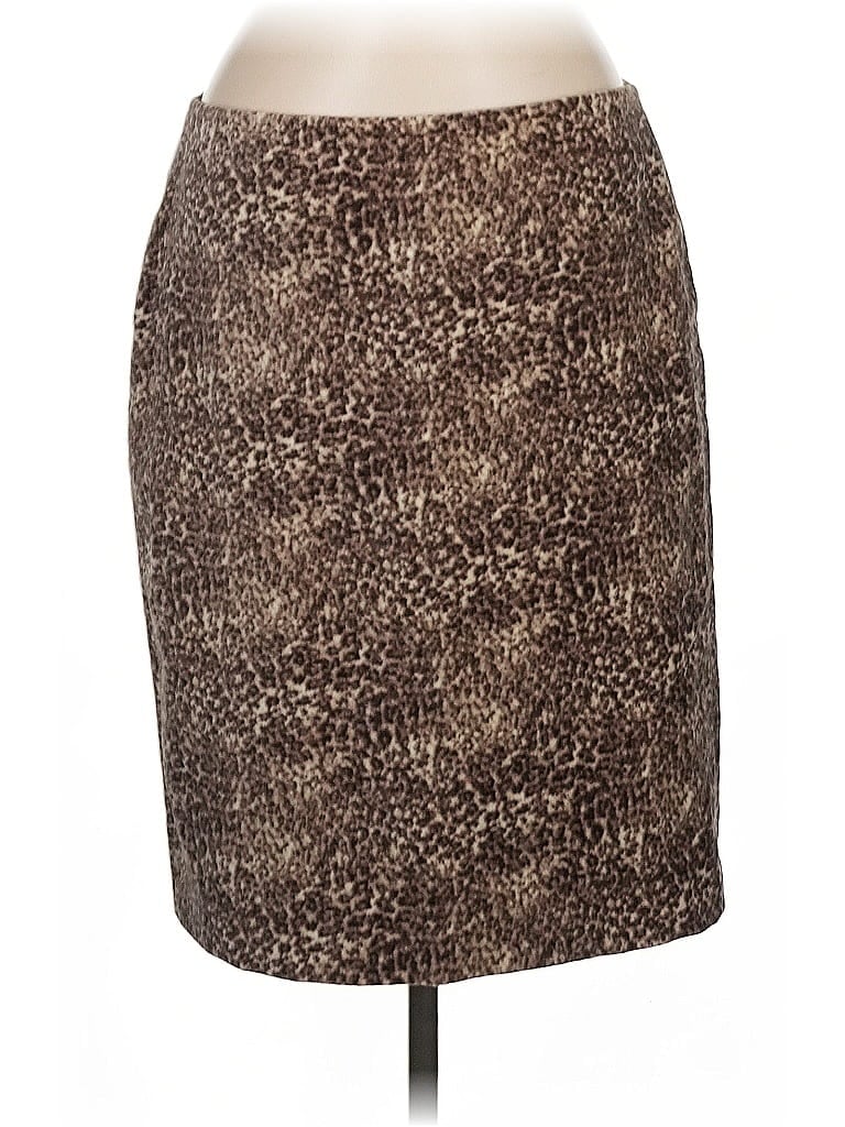 Talbots 100% Cotton Animal Print Brown Casual Skirt Size 8 - photo 1