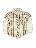 Skechers 100% Cotton Plaid Ivory Orange Long Sleeve Button-Down Shirt 12-18 MO / 18 MO - photo 1
