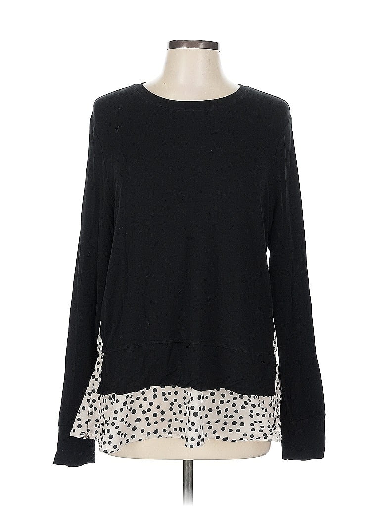 Pre-owned Tribal Long Sleeve Top Black Crew Neck Tops