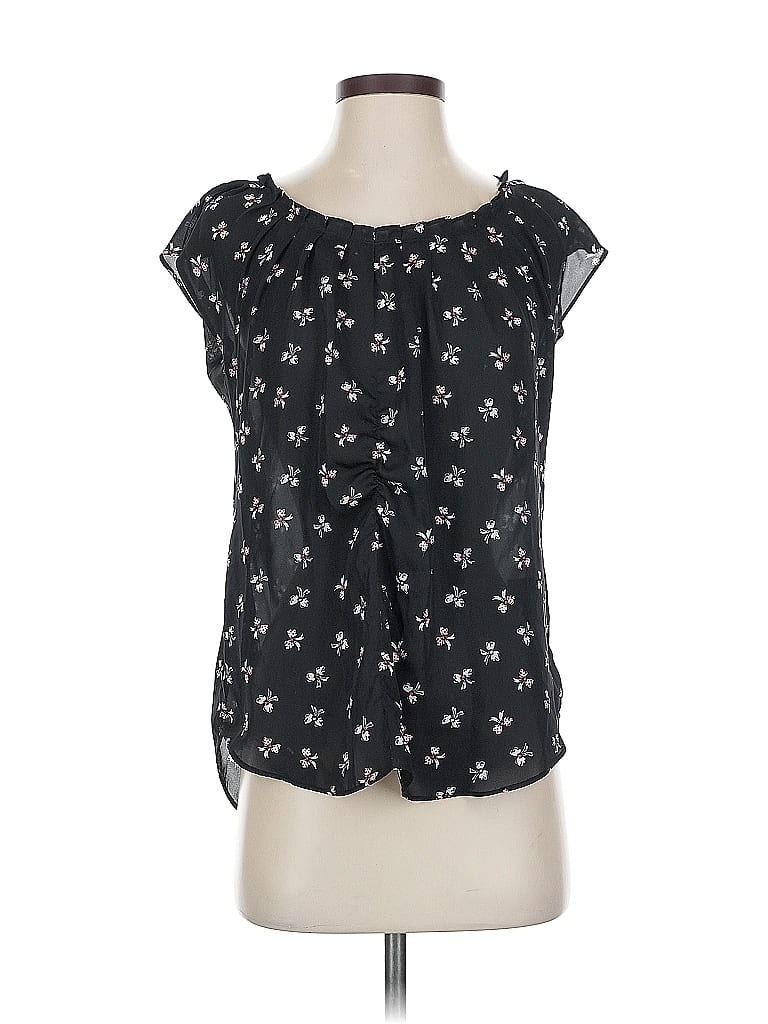 Pre-owned Lauren Conrad Short Sleeve Blouse In Black