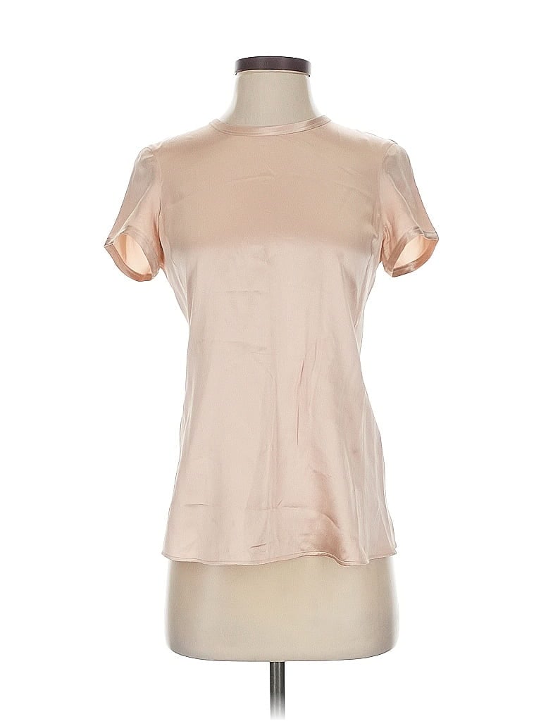 Giorgio Armani 100% Silk Metallic Tan Short Sleeve Silk Top Size EU 36 / US 6 - photo 1