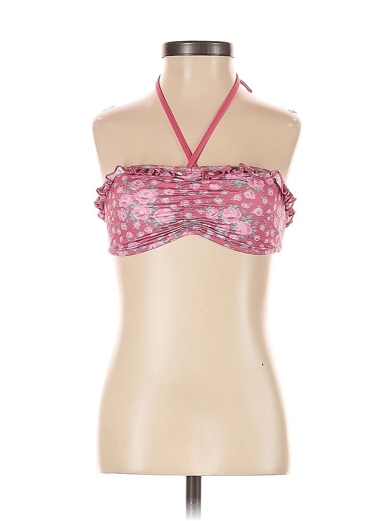 Pre-owned Loveshackfancy Swimsuit Top Red Hearts Pattern Swimwear