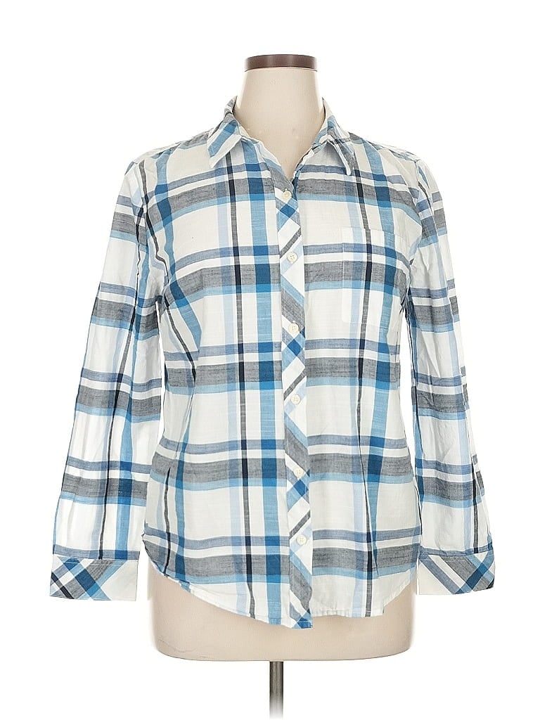 Pre-owned Style & Co Long Sleeve Button Down Shirt In Blue