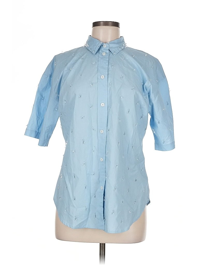 J.Crew Collection 100% Cotton Blue 3/4 Sleeve Button-Down Shirt Size 6 - photo 1