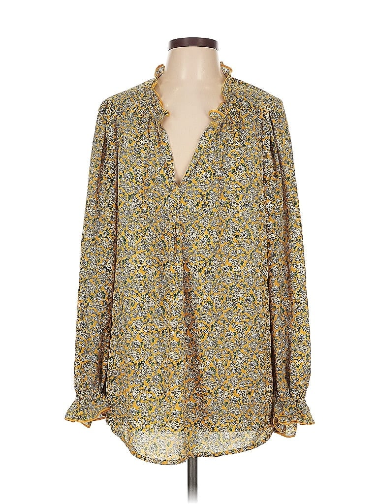 Pre-owned Max Studio Long Sleeve Blouse In Yellow