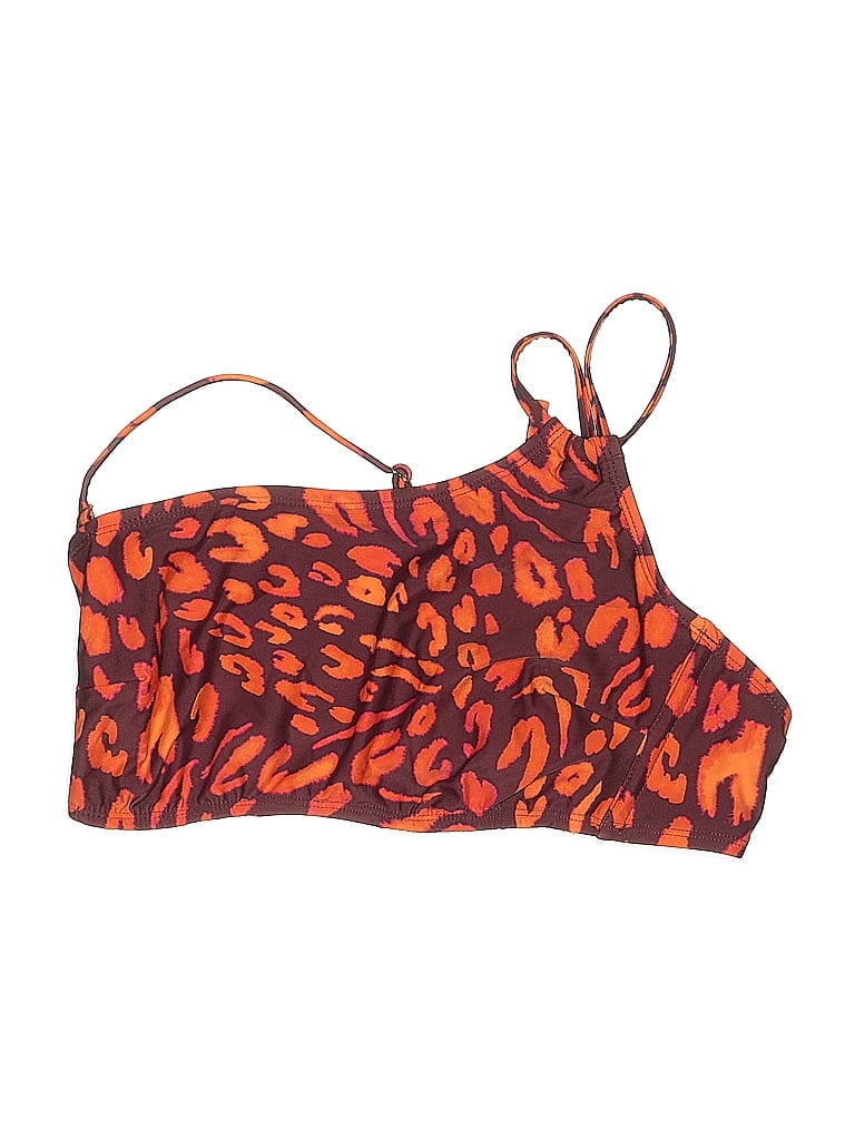 Pre-owned Shade & Shore Swimsuit Top Orange Animal Print Pattern Swimwear