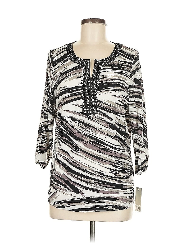 Croft & Barrow 3/4 Sleeve Blouse In Gray