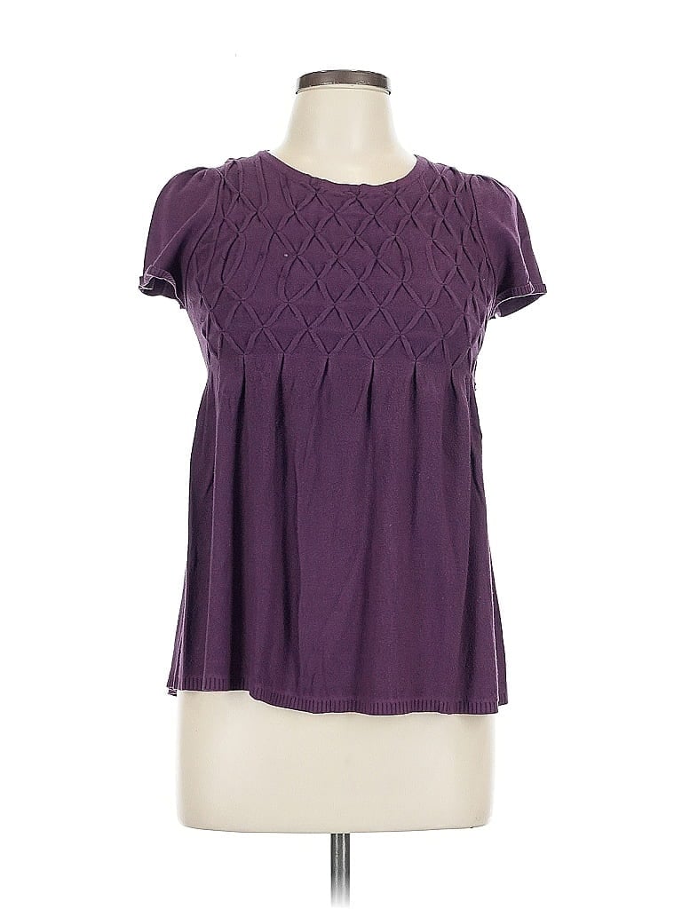 Pre-owned Max Studio Short Sleeve Blouse In Purple