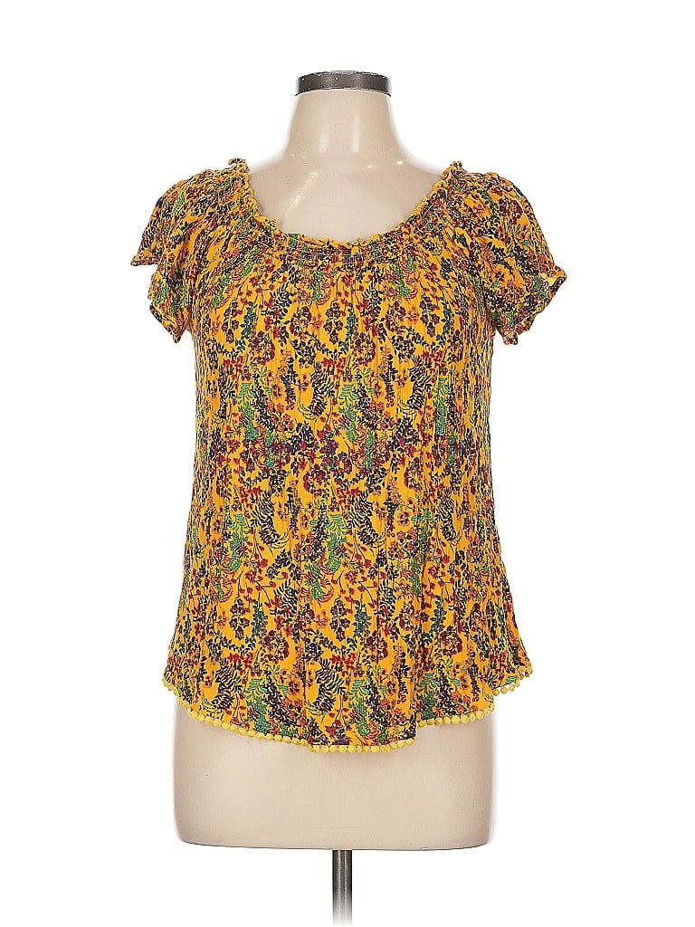 ASSORTED BRANDS Pre-owned Short Sleeve Blouse In Yellow