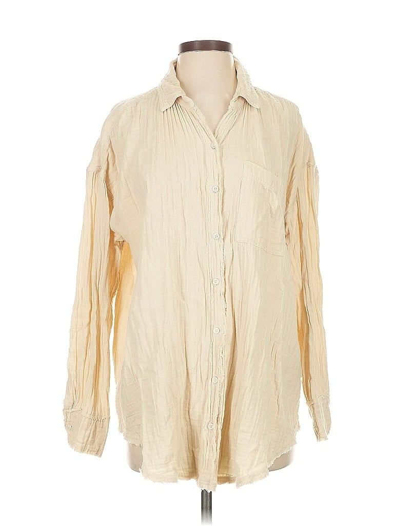 Pre-owned Aerie Long Sleeve Blouse In White