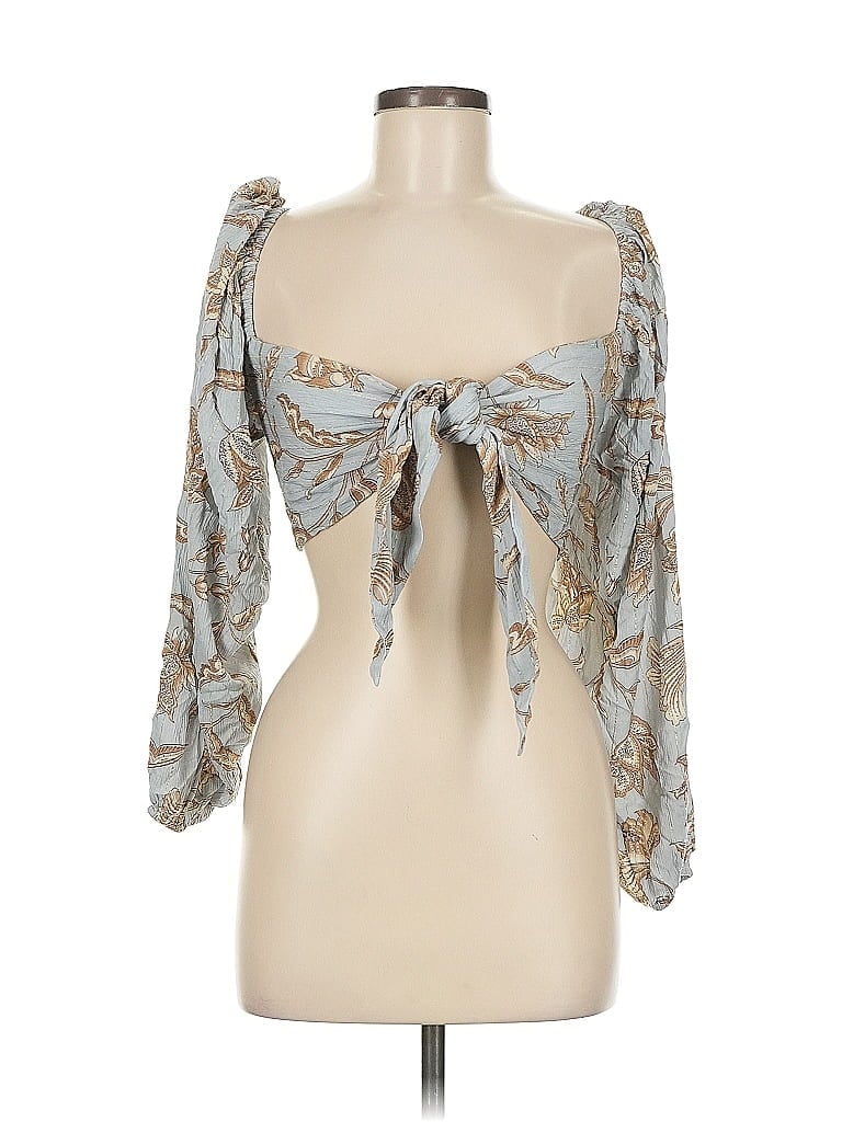 Pre-owned Tigerlily Tank Top Blue Strapless Neckline Tops