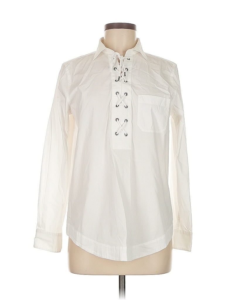 Pre-owned Chaps Long Sleeve Blouse In White