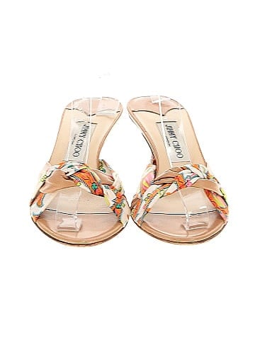 Jimmy Choo Vintage Silk and Leather Heels (view 2)
