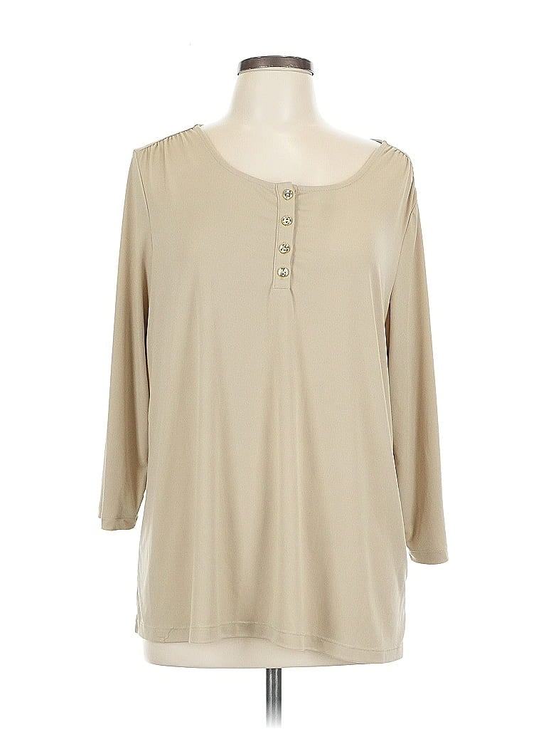 Susan Graver Tan Long Sleeve Henley Size L - photo 1