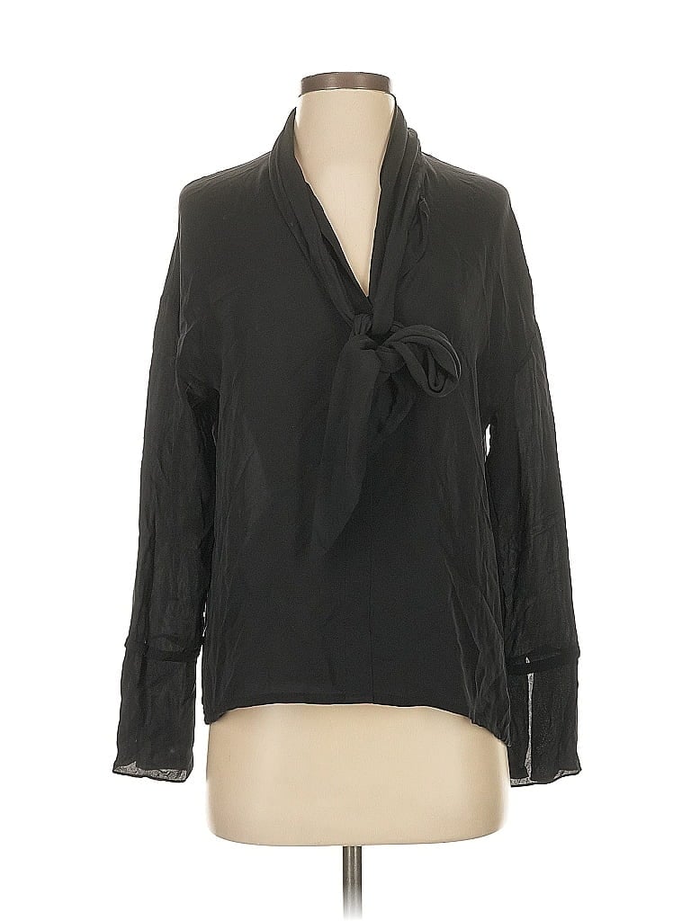 Pre-owned Theory Long Sleeve Blouse In Black