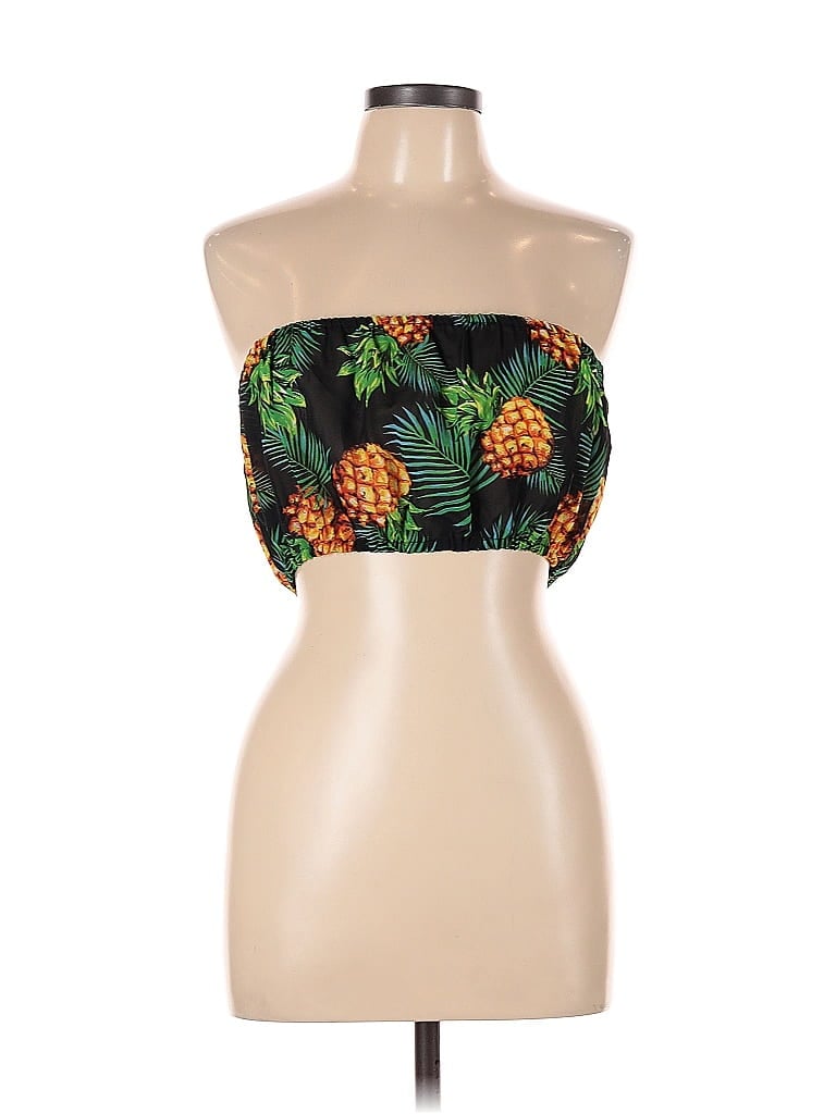 Pre-owned Boohoo Sleeveless Top Green Strapless Neckline Tops