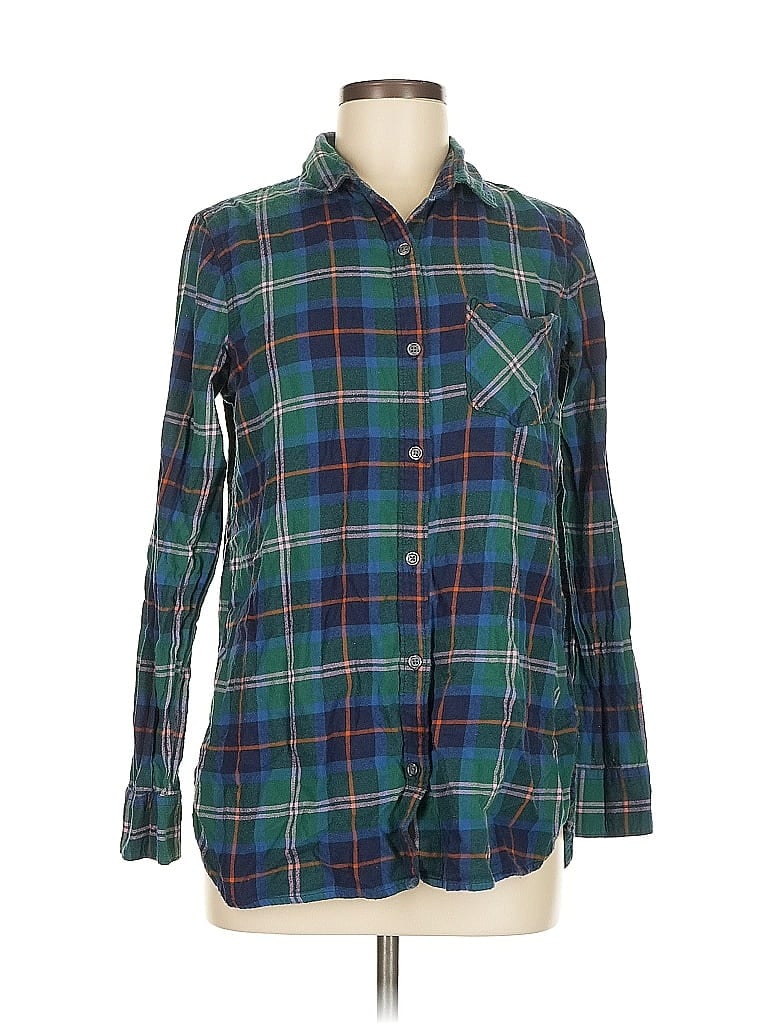 Pre-owned Old Navy Long Sleeve Button Down Shirt In Green