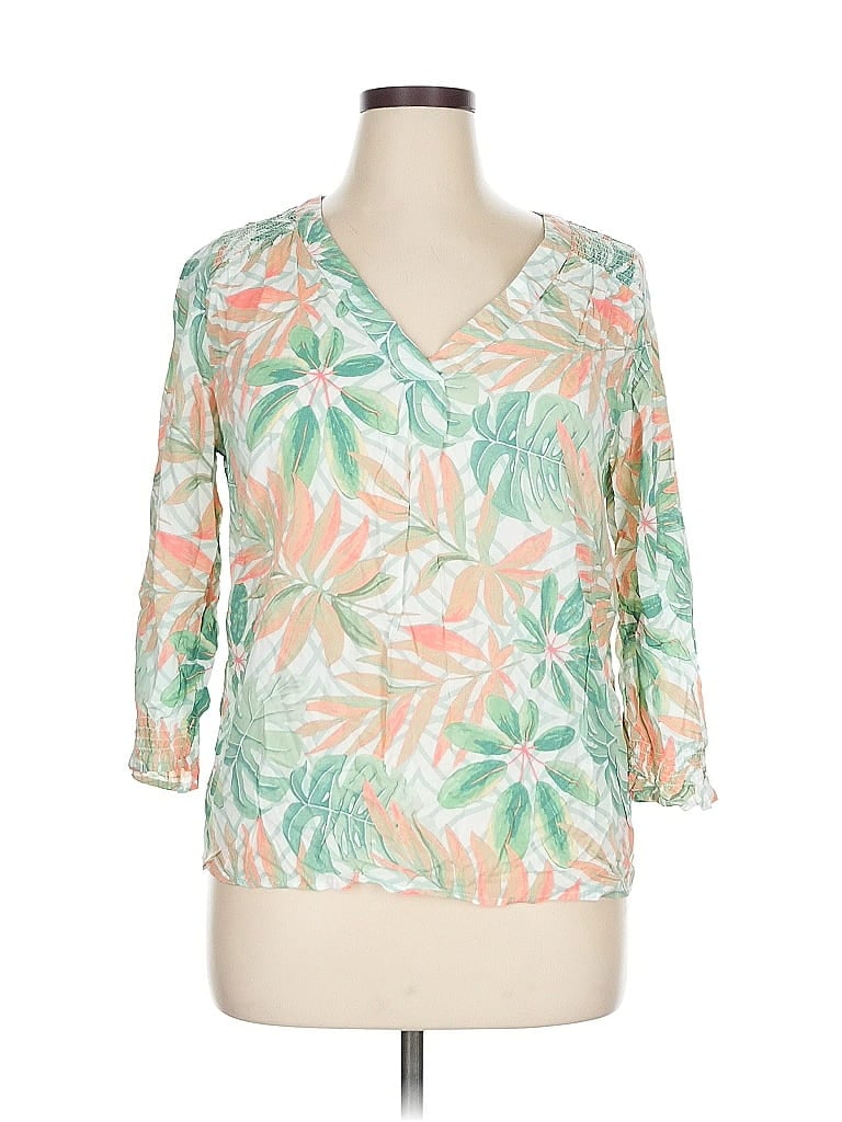Pre-owned Cynthia Rowley 3/4 Sleeve Blouse In Green