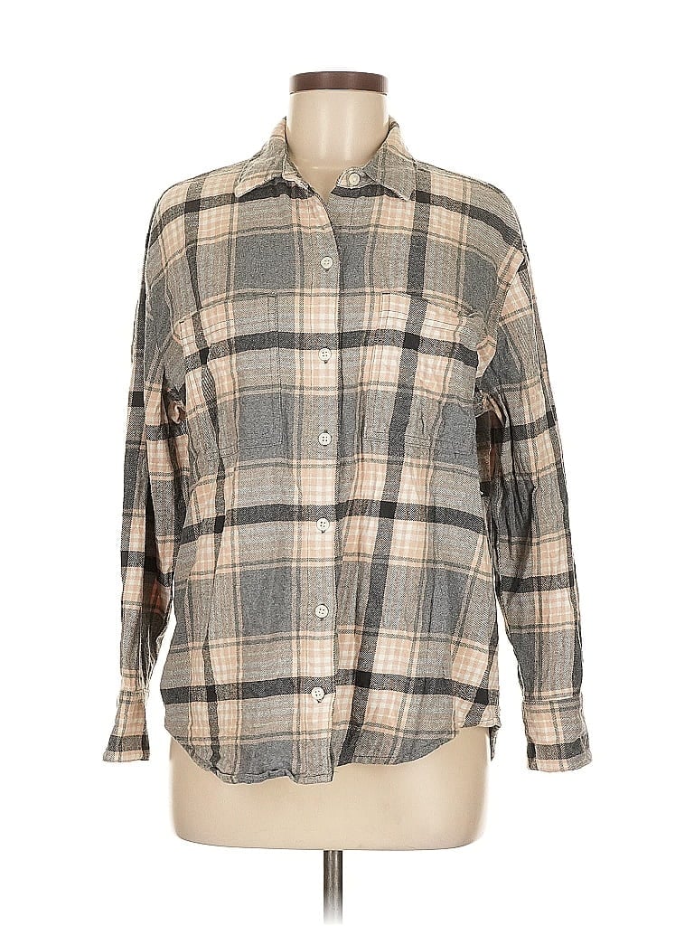 Pre-owned Old Navy Long Sleeve Button Down Shirt In Brown