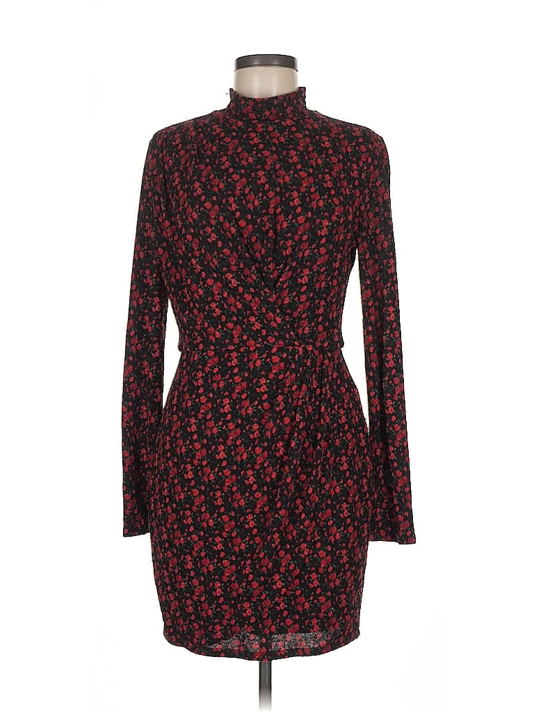Black Halo Print Red Casual Dress Size 8 - photo 1