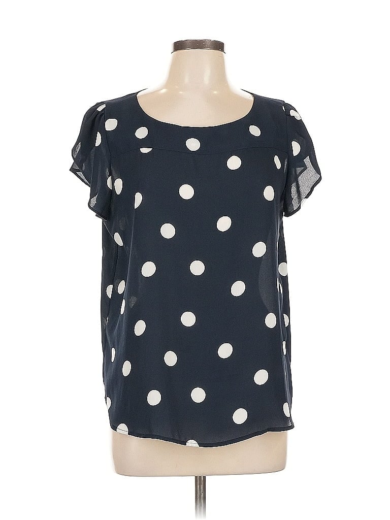 Pre-owned Ann Taylor Loft Short Sleeve Blouse In Blue