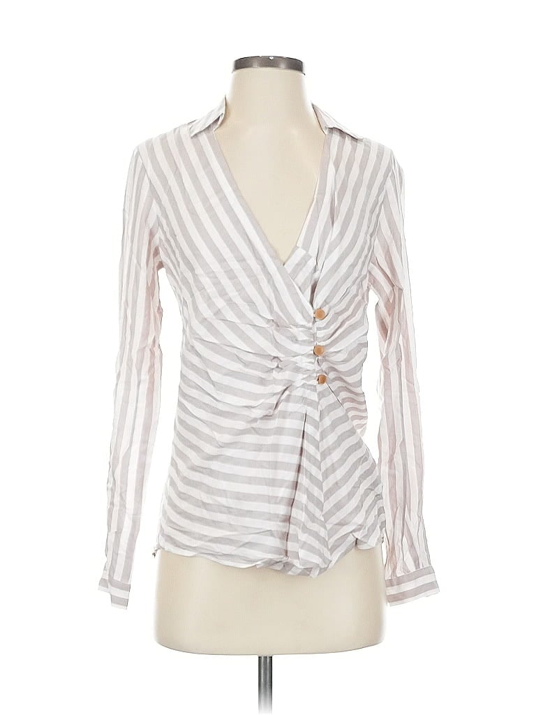 Pre-owned Maeve By Anthropologie Long Sleeve Blouse In Silver