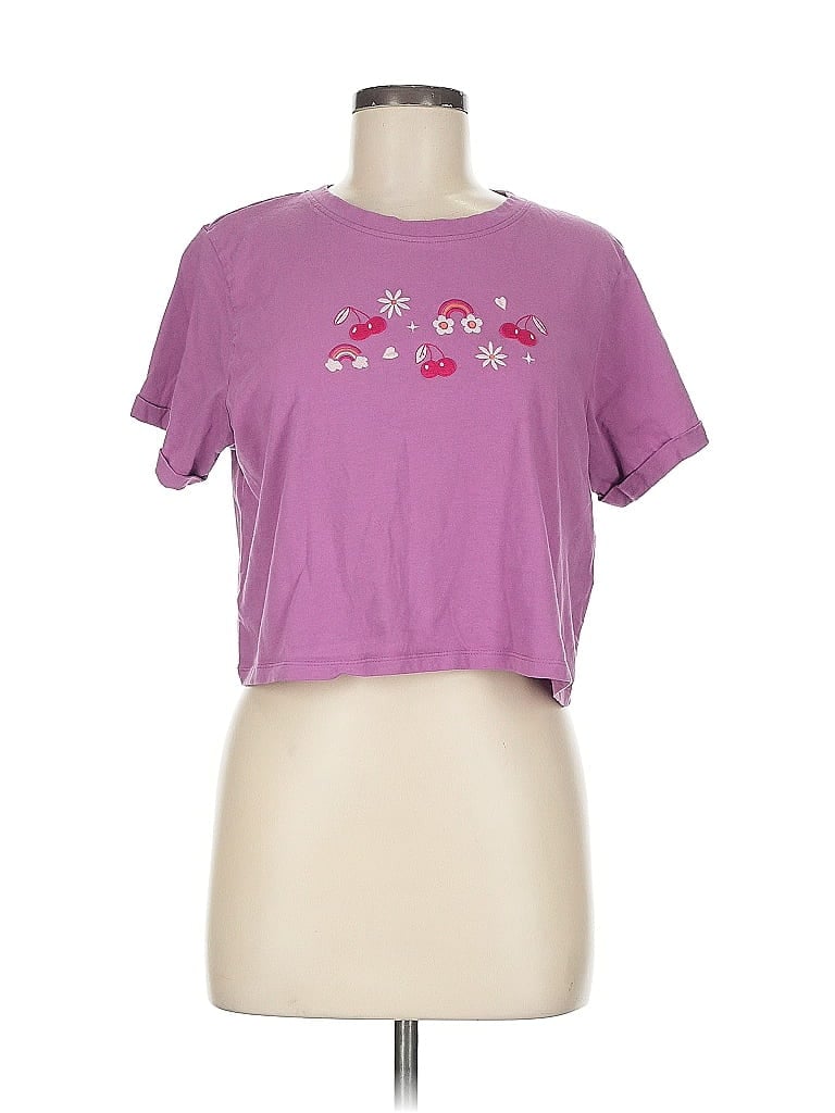 Pre-owned Love Peace & Lazy Days Short Sleeve T-shirt In Purple