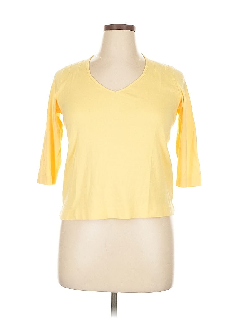 Pre-owned Talbots 3/4 Sleeve T-shirt In Yellow