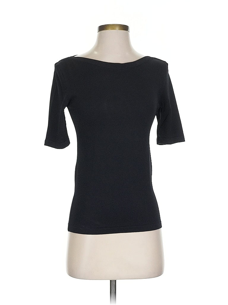 Pre-owned Vakko Short Sleeve Top Black Boatneck Tops